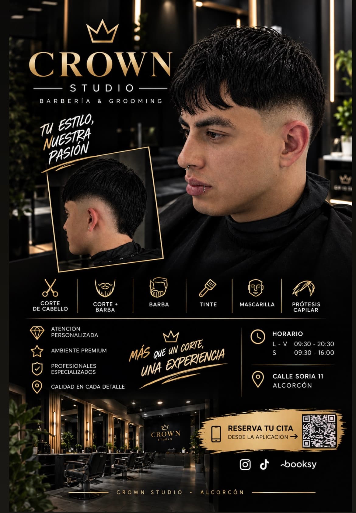 Conoce Crown Studio: estilo, precisión y una experiencia de barbería diferente en Alcorcón.